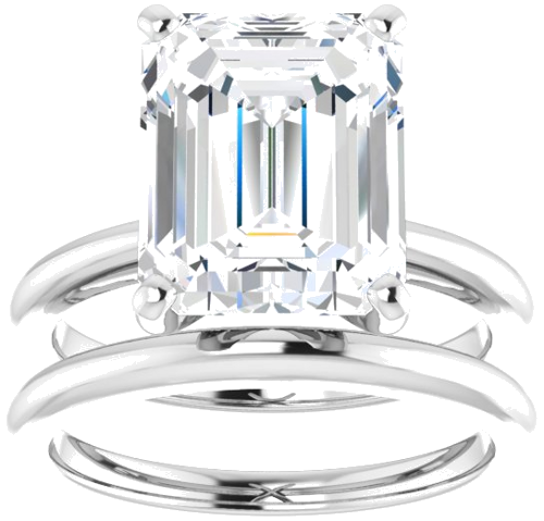 14K White  11x9 mm Emerald Solitaire Engagement Ring Mounting (8)