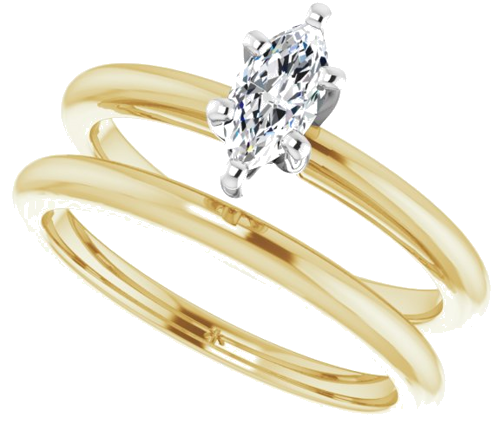 Sužadėtuvių Žiedas „Solitaire“ 585 Baltojo Ir Geltonojo Aukso Marquise 7mm x 3.5mm (10)