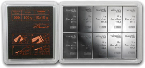10 x 10 g ComBibar™ sidabro luitai Valcambi (2)