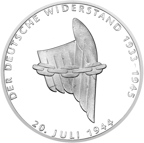 10 markių Vokiečių pasipriešinimas 1994 sidabrinė moneta (1)