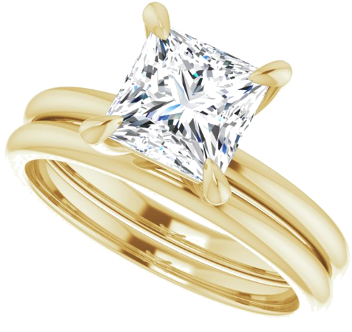 14K Yellow  6.5x6.5 mm Square Solitaire Engagement Ring Mounting (10)