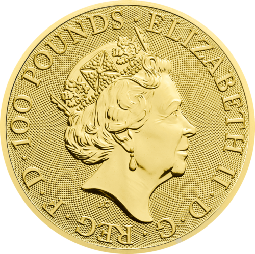 1 oz Vienaragis Karalienės žvėrys 2018 auksinė moneta (2)