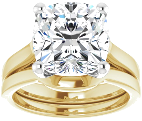 Sužadėtuvių Žiedas „Solitaire“ 585 Baltojo Ir Geltonojo Aukso Cushion 10mm (8)