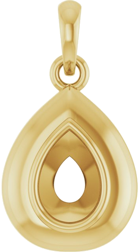 14K Yellow 6x4 mm Pear Bezel-Set Puffy Pendant Mounting (1)