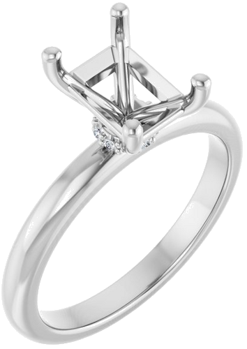 14K White 8 x 6 mm Emerald .05 CTW Lab-Grown Diamond Semi-Set Hidden Halo Engagement Ring (1)