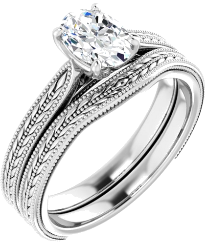 Sužadėtuvių Žiedas „Solitaire“ 14k white gold Oval 7mm x 5mm (6)