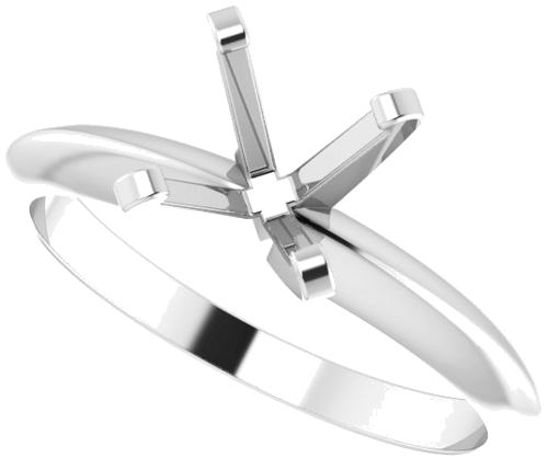 14K White 6.0-6.6 mm Round 4-Prong Solitaire Engagement Mounting (5)