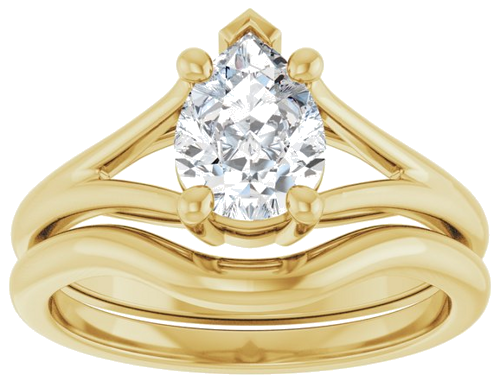 14K Yellow 8x6 mm Pear 4-Prong Cathedral Split Shank Engagement Ring Mounting (8)