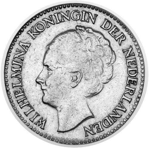 1/2 Guldeno Wilhelmina (1921-1930) Nyderlandai sidabrinė moneta (1)