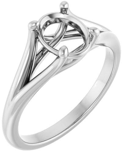 14K White 8x6 mm Oval Solitaire Engagement Ring Mounting (1)