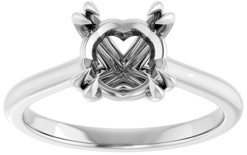 14K White 8 mm Round Solitaire Engagement Ring Mounting (2)