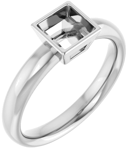 14K White 5 mm Square Engagement Ring Mounting (1)