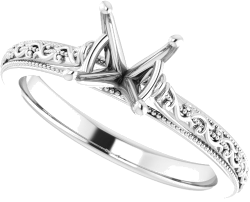 Sužadėtuvių Žiedas „Solitaire“ 585 Baltojo Aukso Round 7mm (5)