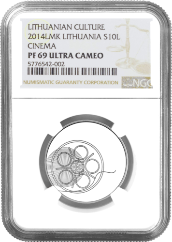 2014 Сребърна монета от 10 лита на Kinas Lietuva PF 69 ULTRA CAMEO (1)