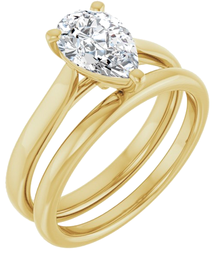 Sužadėtuvių Žiedas 10k yellow gold Pear 9mm x 6mm (6)