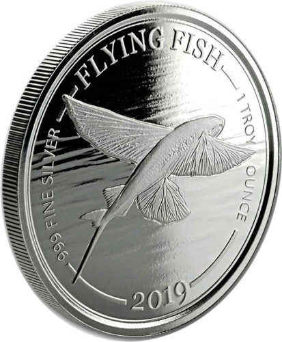 1 oz Летучая рыба 2019 Барбадос серебряная монета (2)