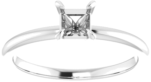 14K White  4x4 mm Square Solitaire Engagement Ring Mounting (3)