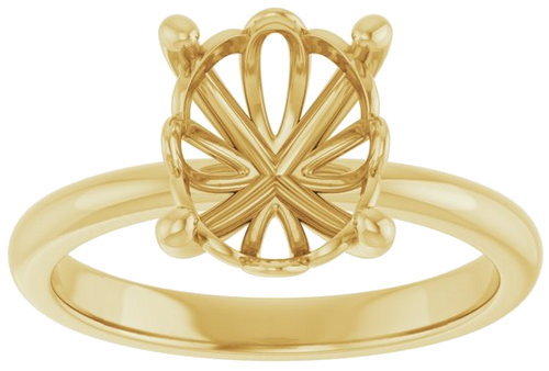 14K Yellow 10x8 mm Oval Solitaire Engagement Ring Mounting (3)