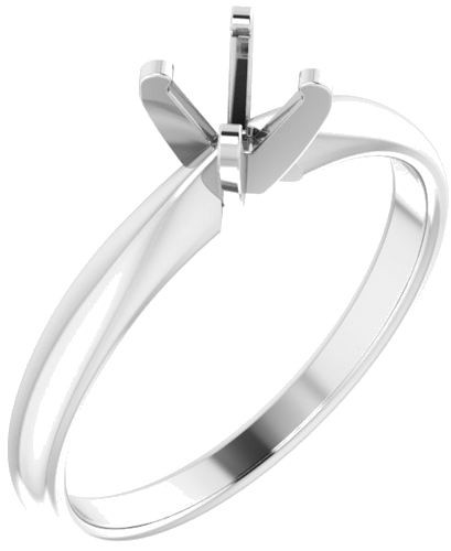 14K White 4.2-4.9 mm Round Solitaire Engagement Ring Mounting (1)