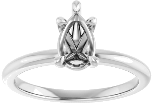 14K White 8x5 mm Pear Solitaire Engagement Ring Mounting (2)