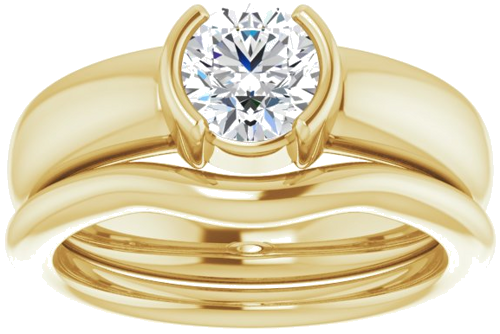 Sužadėtuvių Žiedas „Half Bezel Solitaire“ 585 Geltonojo Aukso Round 6mm (8)