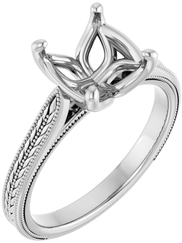 14K White  10x8 mm Oval Solitaire Engagement Ring Mounting (1)