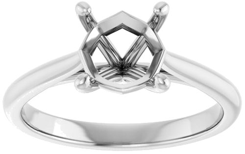 14K White 7 mm Cushion Solitaire Engagement Ring Mounting (3)