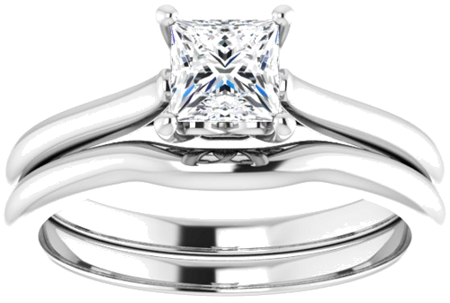 Sužadėtuvių Žiedas „Solitaire“ 585 Baltojo Aukso Square 4.5mm (8)