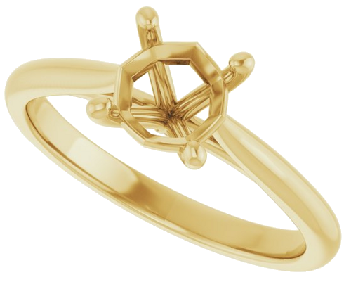 14K Yellow 6 mm Cushion Solitaire Engagement Ring Mounting (5)