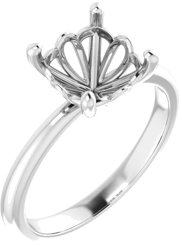 14K White 8 mm Cushion Solitaire Engagement Ring Mounting (1)