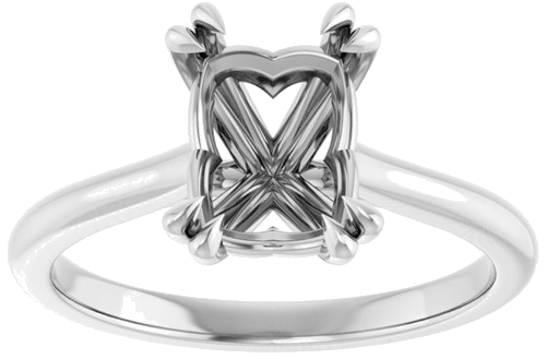 14K White 8x6 mm Emerald Solitaire Engagement Ring Mounting (3)