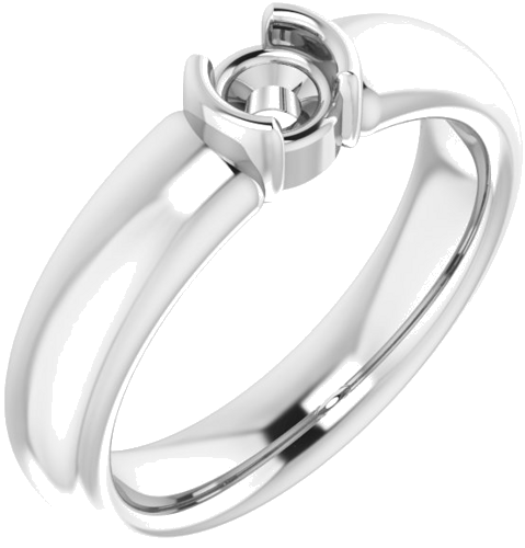 10K White 4.4 mm Round Half Bezel Solitaire Engagement Ring Mounting (1)