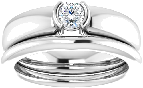 Sužadėtuvių Žiedas „Half Bezel Solitaire“ 585 Baltojo Aukso Round 4.1mm (8)