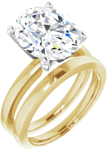 14K Yellow White 12x10 mm Oval Solitaire Engagement Ring Mounting (6)