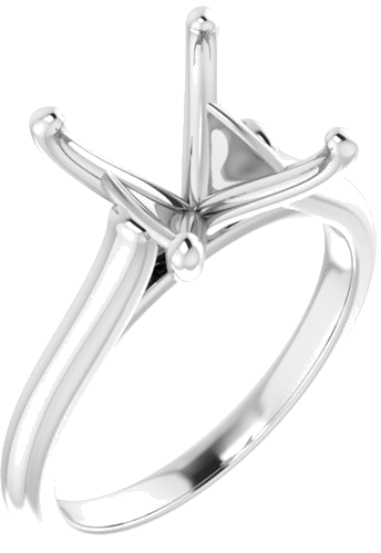 14K White 12x10 mm Oval Solitaire Engagement Ring Mounting (1)