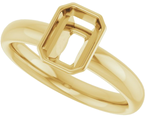 Sužadėtuvių Žiedas „Bezel-Set Solitaire“ 585 Geltonojo Aukso Emerald 7mm x 5mm (5)