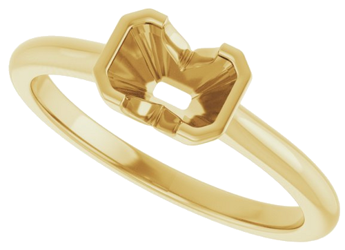 Sužadėtuvių Žiedas „Half Bezel Solitaire“ 585 Geltonojo Aukso Emerald 6mm x 4mm (5)