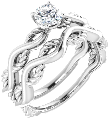 Sužadėtuvių Žiedas „Infinity-Inspired“ 585 Baltojo Aukso Round 4.8mm (6)