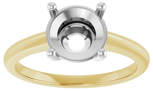 14K Yellow White 8.2 mm Round Solitaire Engagement Ring Mounting (3)