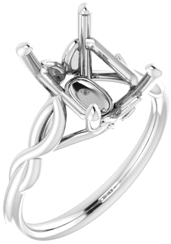 Sužadėtuvių Žiedas „Solitaire“ 585 Baltojo Aukso Emerald 10mm x 8mm (1)