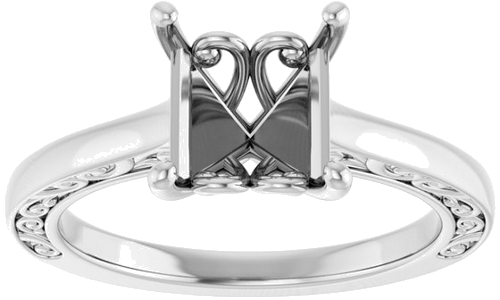 Sužadėtuvių Žiedas „Solitaire“ 14k white gold Square 6.5mm (3)