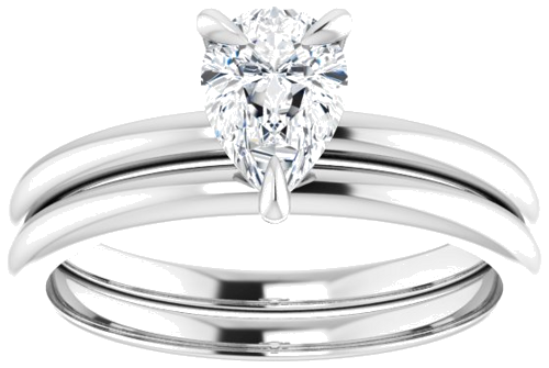 Sužadėtuvių Žiedas „Solitaire“ 585 Baltojo Aukso Pear Shape 7mm x 5mm (8)