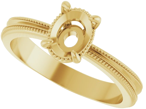 14K Yellow 8x6 mm Oval Engagement Ring Mounting (5)