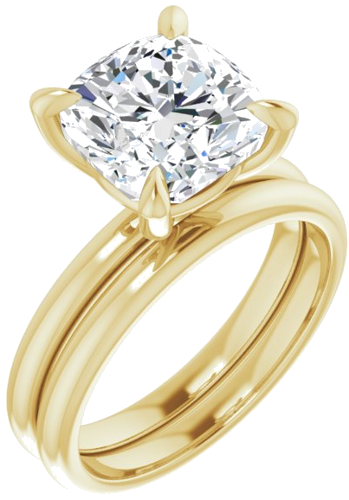 14K Yellow  9x9 mm Cushion Solitaire Engagement Ring Mounting (6)
