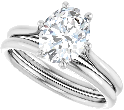 14K White 9x7 mm Oval Engagement Ring Mounting (10)