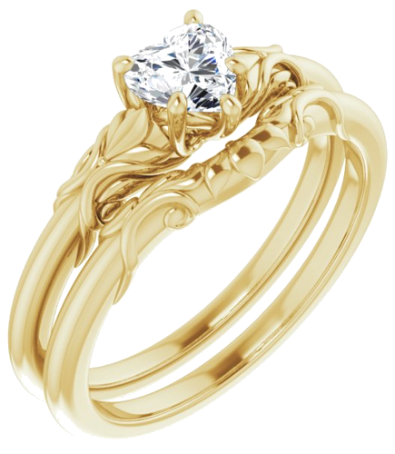 Sužadėtuvių Žiedas „Solitaire“ 585 Geltonojo Aukso Heart Shape 5mm (6)