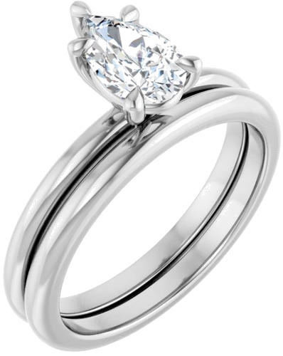 14K White 8x5 mm Pear Solitaire Engagement Ring Mounting (5)