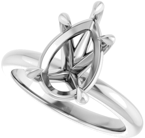 14K White 12x8 mm Pear Solitaire Engagement Ring Mounting (5)