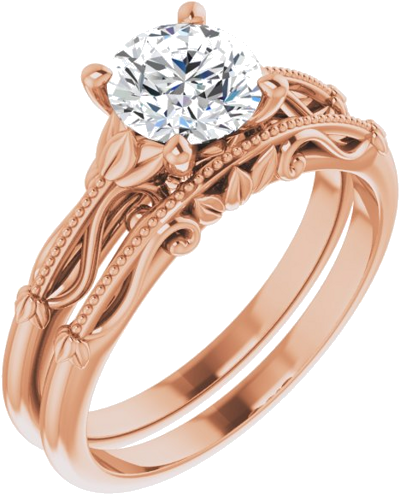 Sužadėtuvių Žiedas „Sculptural-Inspired Solitaire“ 585 Rožinis Aukso Round 6.5mm (6)