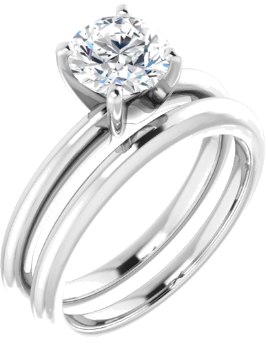 10K White  6.5 mm Round Solitaire Engagement Ring Mounting (6)